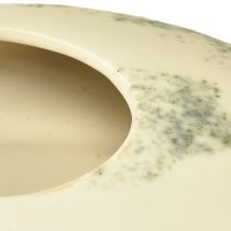 Artikel Dekoschale oval Keramik flach Creme Graugrün 19×14×5cm