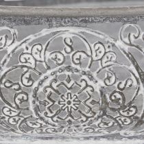Artikel Dekoschalen Oval Metall Grau Weiss L36cm/33,5cm 2er-Set