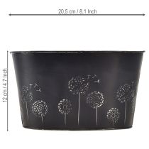 Artikel Dekoschale Metall Oval Schwarz Silber Pusteblumen 20,5x12,5x12cm