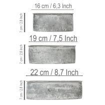 Artikel Dekoschalen-Set Metall Oval Grau 3 Grössen für Gestecke und Dekoration