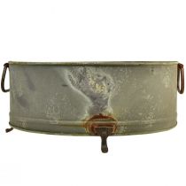 Artikel Deko-Schale aus Metall mit Fuss und Henkeln, Rostoptik, 42/46,5cm, 2er-Set
