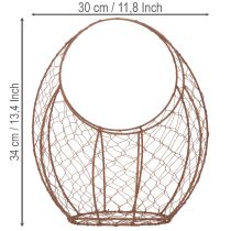 Artikel Drahtkorb aus Metall, Pflanzenkorb mit Edelrost, Braun, H34cm L30cm