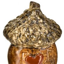 Artikel Keramik Eichel Dekoration mit Herzmotiv 6cm Braun – Herbstliche Tischdeko im 6er-Set