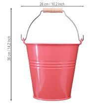 Artikel Eimer Metall Rosa Blumenkübel mit Holzgriff 26x22,5x23cm 6l