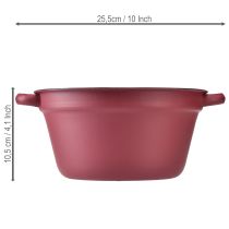 Artikel Eimer Metall Rot mit Griffen Ø20,5cm H10,5cm - Deko-Wanne für Pflanzen