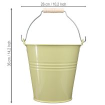 Artikel Eimer aus Metall Blumenkübel Grüngelb 26 x 22,5 x 23 cm 6 l für Garten und Innenbereich
