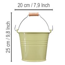 Artikel Eimer Metall Blumentopf mit Holzgriff Grün-Gelb 20x17,5x16cm 2er-Set