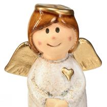 Artikel Engelsfiguren Duo aus Keramik in Creme-Weiss mit Goldakzenten, 8,6 cm