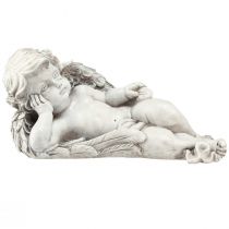 Artikel Engel liegend Grabschmuck Polyresin Grau Weiss 31×16cm