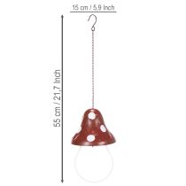 Artikel Futterstation aus Metall zum Hängen, Fliegenpilz-Design, Rot-Weiss, 25,5 cm