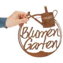 Artikel Gartendekoration aus Metall in Rostoptik, Schriftzug Kräuter, Blumen, Rosen, Ø 29,5 cm, 3-teiliges Set