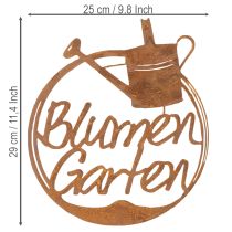Artikel Gartendekoration aus Metall in Rostoptik, Schriftzug Kräuter, Blumen, Rosen, Ø 29,5 cm, 3-teiliges Set