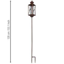 Artikel Gartenlaterne aus Metall mit Glaszylinder in Rost-Optik, 12x12x135cm