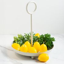 Artikel Dekoschale Metall mit Griff weiss Ø 25 cm H 31 cm für Tischdekoration