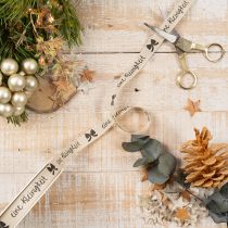 Artikel Geschenkband Polyester Beige Aufdruck Eine Kleinigkeit 15 mm 18 m