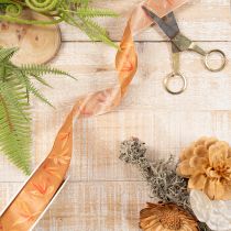 Artikel Geschenkband aus Polyester in Herbstfarben mit Blättermotiv 25mm x 18m