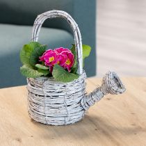 Artikel Gieskanne aus Weide in Flechtoptik, H26 cm, Weiss, für Wohn- und Tischdekoration