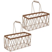 Artikel Gitterkorb aus Metall in Rostoptik – Rechteckig, 28x13,5x14 cm, 2 Stück