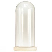 Artikel Glassturz Glasglocke mit Holzfuss, Klar Ø14cm H28,5cm