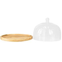 Artikel Glasglocke mit Holzteller Ø 22 cm H 16,5 cm – Deko- und Käseglocke für Innenbereich