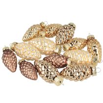 Artikel Glaszapfen zum Hängen Braun Gold Creme 5,5cm 14er Set