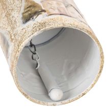 Artikel Weisse und goldene Metallglocke mit Winterdorf-Motiv 20 cm