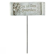Artikel Grabstecker Schriftrolle Kunststein 11,5×4 cm Grau mit Rosenmotiv 6er Set