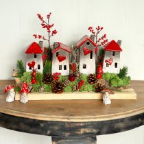 Artikel Romantische Keramik-Häuser mit Herzmotiv – Rot & Naturtöne, 11cm – Liebevoll gestaltete Winterdeko – 3St