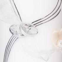 Artikel Hochzeitskerze Weiss mit Herzmotiv und Silberdetails, 230x80 mm