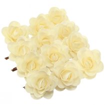 Artikel Holz Deko Rosen Creme Künstliche Rosen Holzrosen Ø10cm 12 St