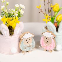 Artikel Holz-Deko Schaf 11cm, Rosa/Grün, 6er Set – Frühlings- und Osterdekoration