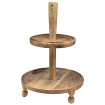 Artikel Etagere Holz 2-stöckig Mangoholz  Ø35cm/Ø24cm H51,5cm