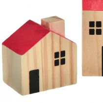 Artikel Holzhäuschen Deko Set 4-teilig Holz Natur Rot Skandinavisches Design