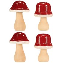 Artikel Deko-Fliegenpilze aus Holz FSC-zertifiziert Rotbraun 6,5/7 cm 4er-Set