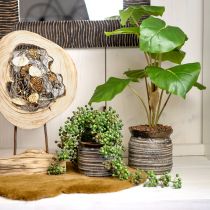 Artikel Keramiktopf Übertopf Deko Vase Metallic Grau Braun 14×14cm