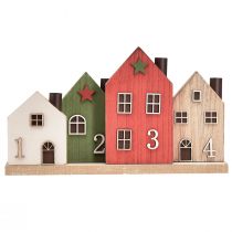 Artikel Adventskerzenhalter Holz Häuser 35cm Rot Grün Beige