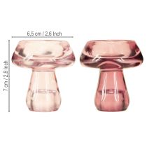 Artikel Kerzenhalter Pilz Teelichthalter Glas Berry Ø6,5cm H7cm 2St