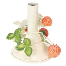 Artikel Kerzenständer Metall mit Erdbeer-Motiv Creme H13 cm