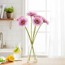 Artikel Künstliche Gerbera aus Kunststoff und Metall, Lila, 47 cm 6St