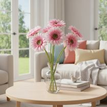 Artikel Künstliche Gerbera Rosa 47 cm mit biegsamem Stiel 6St