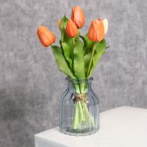 Artikel Künstliche Tulpen aus Polyester und Kunststoff, 30 cm, Orange, 7 Stück, für Wohn- und Tischdekoration