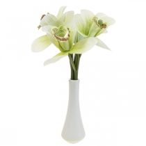 Artikel Künstliche Orchideen Kunstblumen in Vase Weiß/Grün 28cm