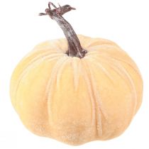 Artikel Kunststoff Kürbis-Set Herbstdeko Ø13cm H11,5cm, Samtig Beflockt, Gelb Braun Orange, 3 Stück