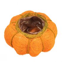 Artikel Kürbis-Pflanztopf aus Sisal mit Folie Ø15cm H9cm Orange/Gelbgrün für Herbstdekoration