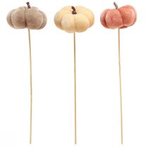 Artikel Dekokürbis aus Stoff am Stab Ø7cm, Gelb, Braun, Orange – 9 Stück für Herbstdeko
