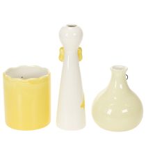 Artikel Keramik Entenfiguren mit Brille in Gelb und Weiss, 25 cm, 3er-Set