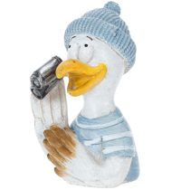 Artikel Maritime Dekofigur Möwe aus Polyresin Blau Weiss Silber 11 cm