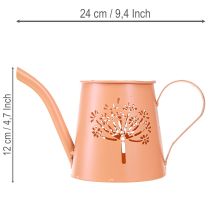 Artikel Metall Teelichthalter Gießkanne Orange mit Pusteblumen-Motiv 12cm, 2er Set