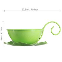 Artikel Metall Dekotasse mit festem Unterteller Apfelgrün H8cm Ø11,5cm 2 Stück