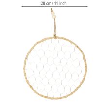 Artikel Metall-Dekoring Silber Ø28 cm mit Natur-Raffia, 4er Set